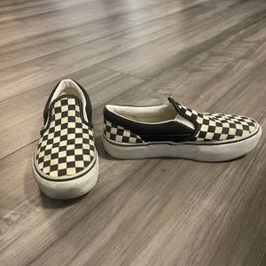 SOLD Checkered Vans slip ons kids size 3.